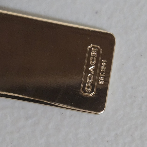 Coach Black Leather and Gold Tag Keychain - Picture 4 of 7